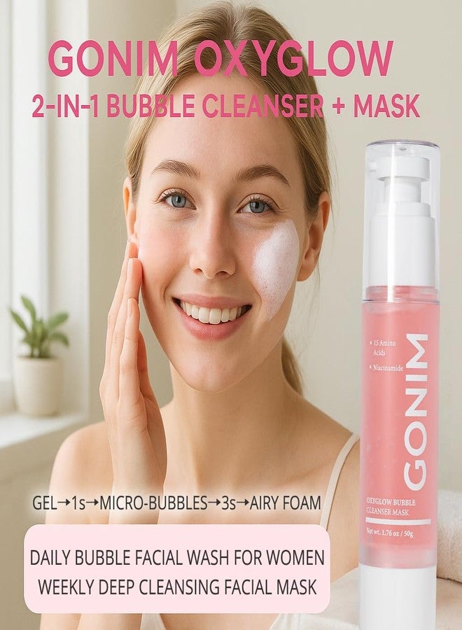GONIM Face Wash Bubble Facial Cleanser with 3s Self-Foaming, Daily Face Wash for Makeup Remover, Collagen + Ceramides + Niacinamide, Weekly Face Mask for Oily Skin Deep Cleansing Skin Care 50g/1.76oz - Image 2